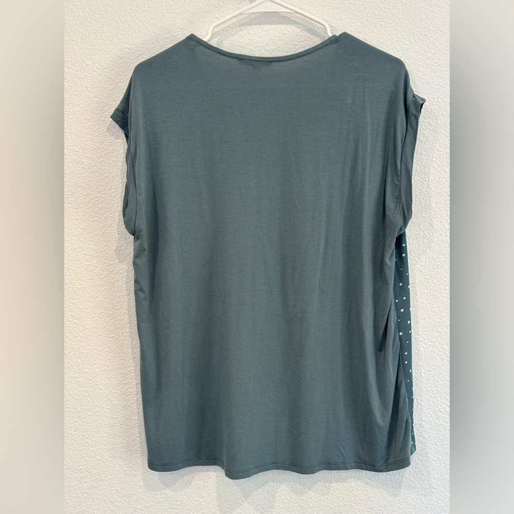 EUC!! PAPERMOON Reece Mixed Material Teal Blouse - Size L - Picture 9 of 9
